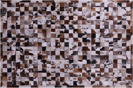 Brown & White Natural Cowhide Hand Stitched Rug - Manhattan Rugs
