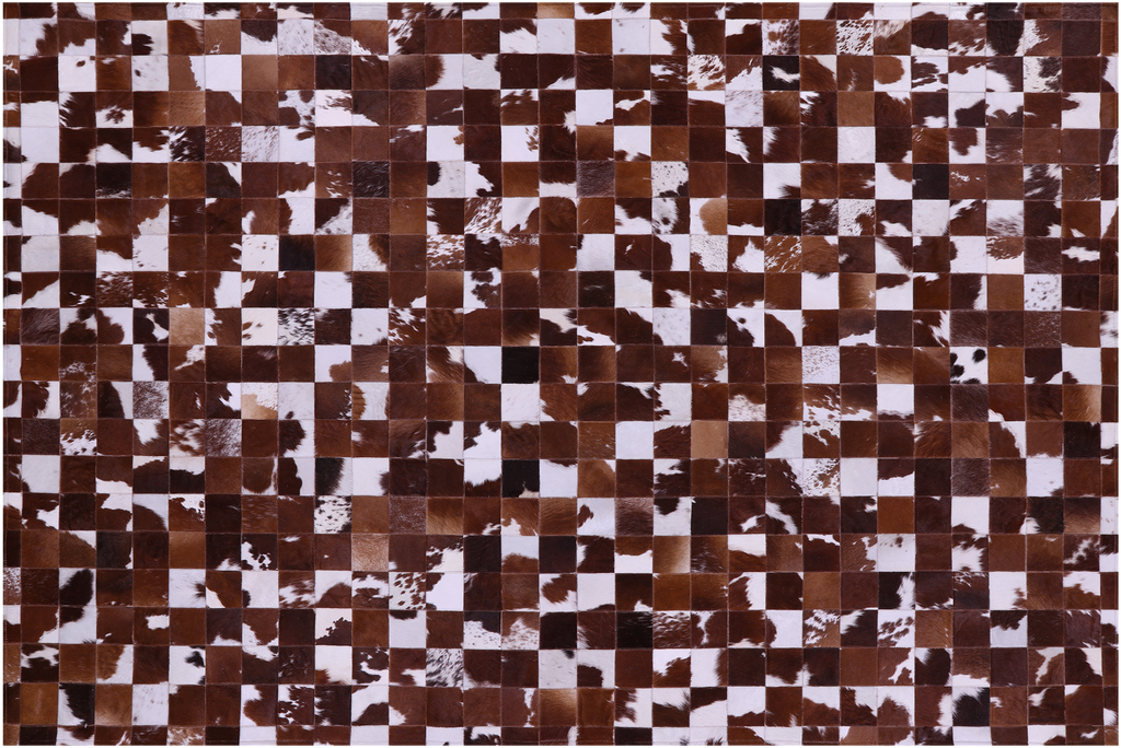 Brown & White Natural Cowhide Hand Stitched Rug - Manhattan Rugs