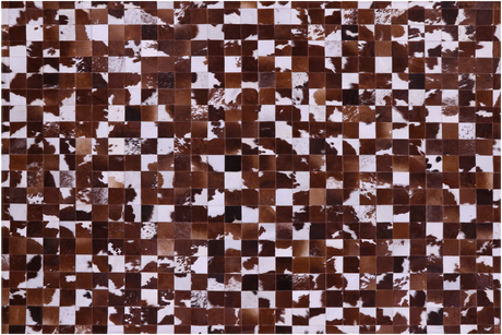 Brown & White Natural Cowhide Hand Stitched Rug - Manhattan Rugs