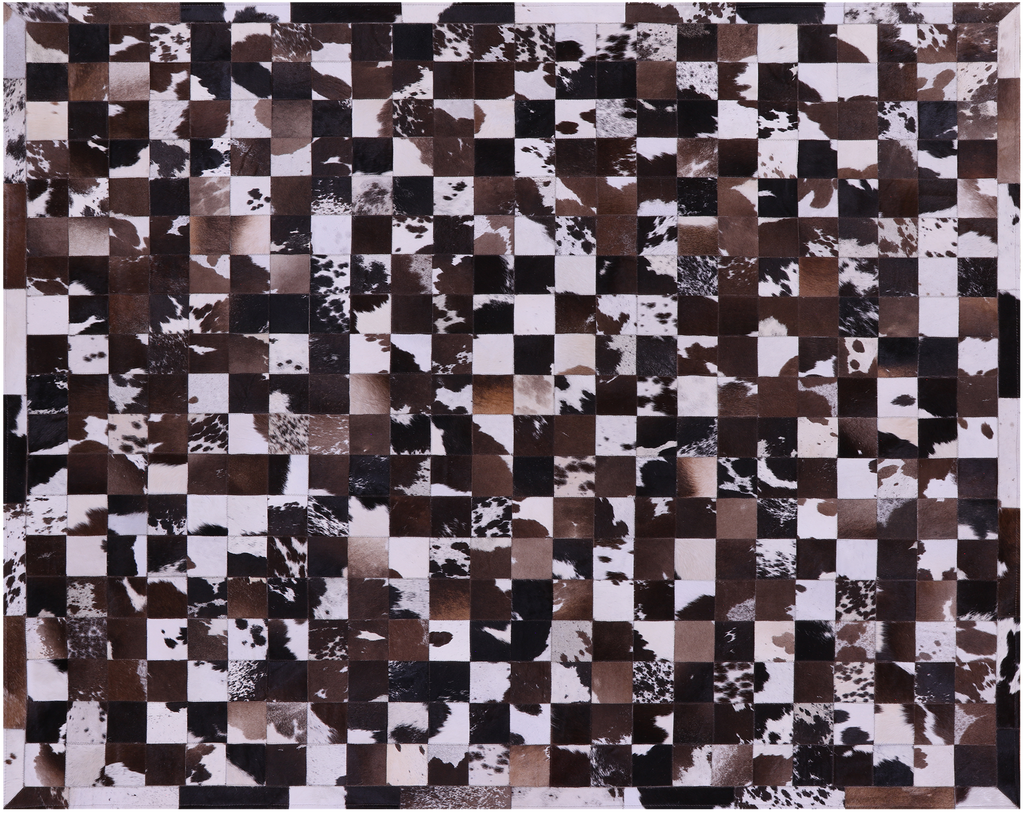 Brown & White Natural Cowhide Hand Stitched Rug - Manhattan Rugs