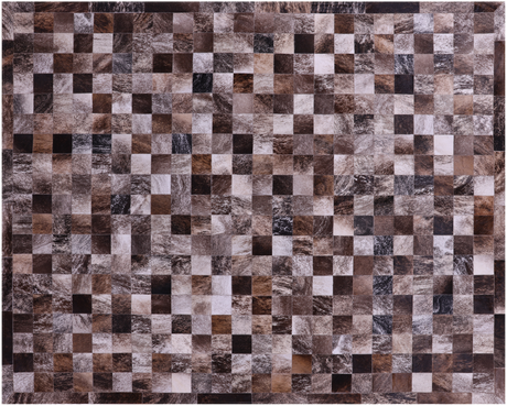 Brown & White Brindle Natural Cowhide Hand Stitched Rug - Manhattan Rugs