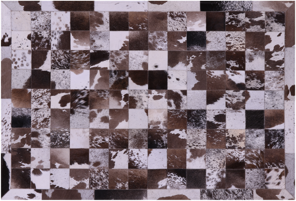 Brown & White Natural Cowhide Hand Stitched Rug - Manhattan Rugs