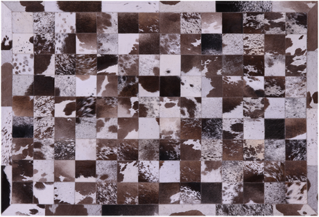 Brown & White Natural Cowhide Hand Stitched Rug - Manhattan Rugs