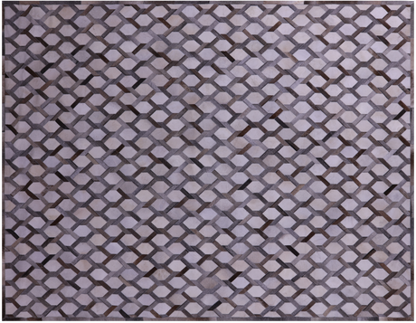 Grey & White Natural Cowhide Hand Stitched Rug - Manhattan Rugs
