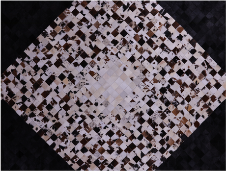 Brown & White & Black Natural Cowhide Hand Stitched Rug - Manhattan Rugs