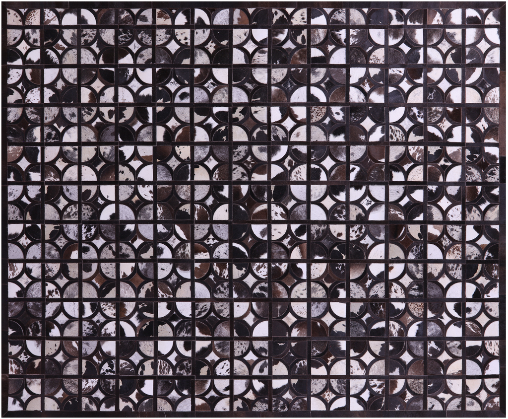 Brown & White Black Natural Cowhide Hand Stitched Rug - Manhattan Rugs