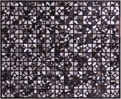 Brown & White Black Natural Cowhide Hand Stitched Rug - Manhattan Rugs
