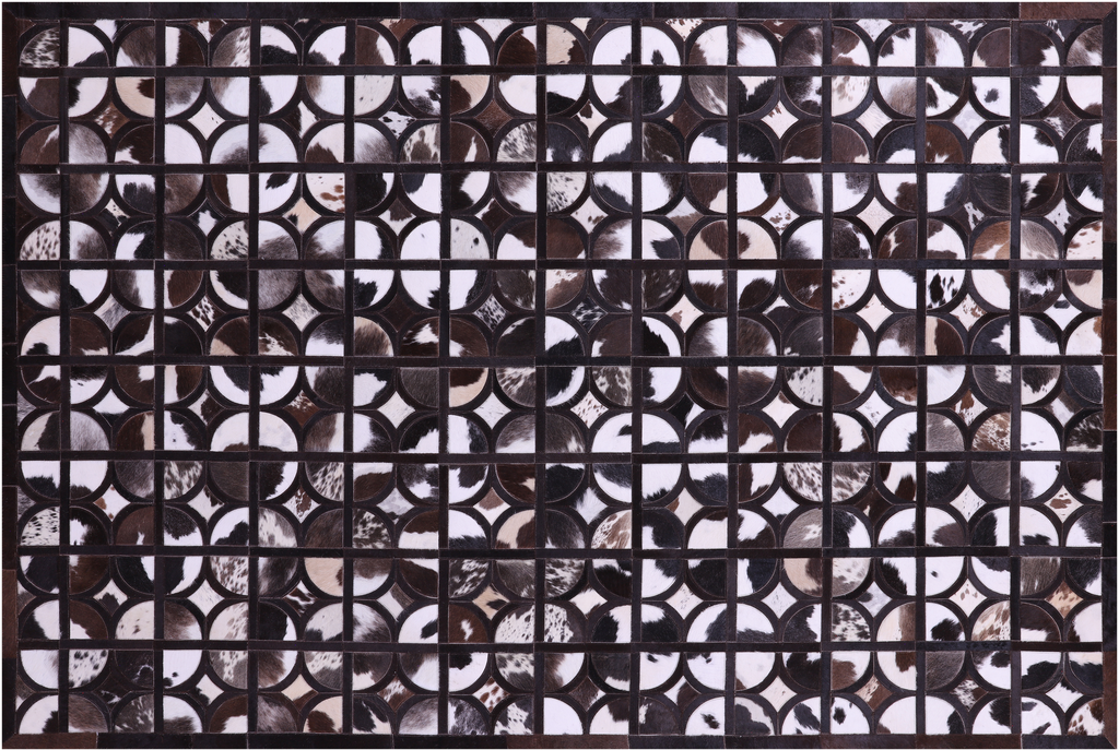 Brown & White Black Natural Cowhide Hand Stitched Rug - Manhattan Rugs