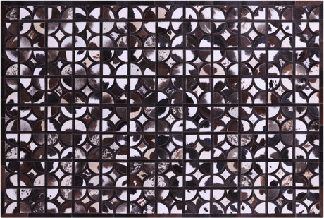 Brown & White Black Natural Cowhide Hand Stitched Rug - Manhattan Rugs