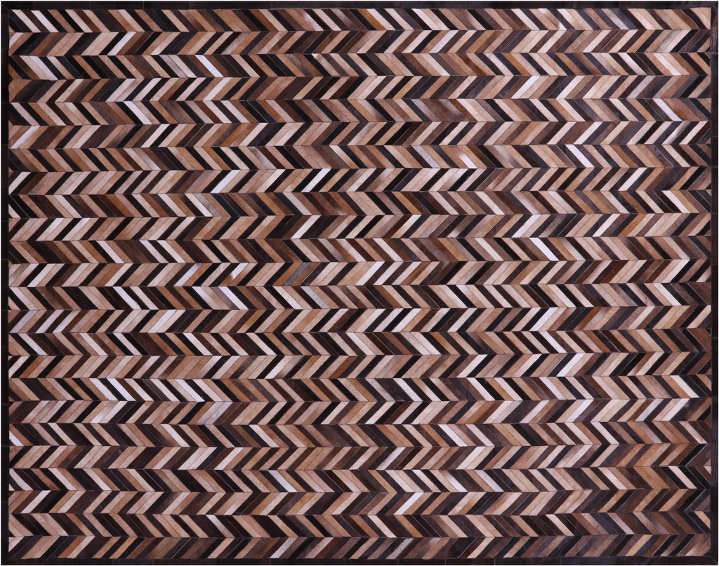 Brown Chevron Natural Cowhide Hand Stitched Rug - Manhattan Rugs