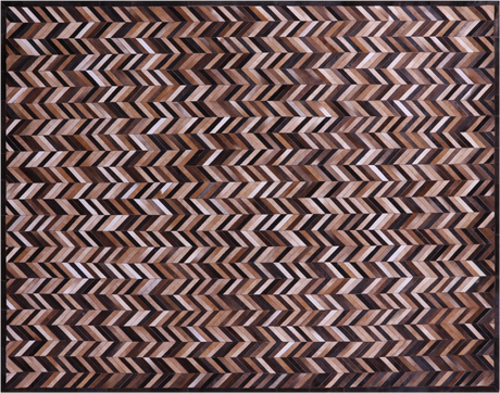 Brown Chevron Natural Cowhide Hand Stitched Rug - Manhattan Rugs