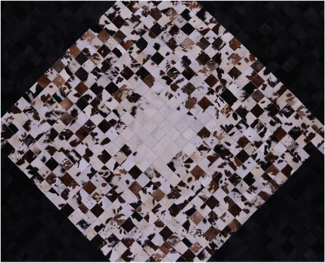Brown & White & Black Natural Cowhide Hand Stitched Rug - Manhattan Rugs