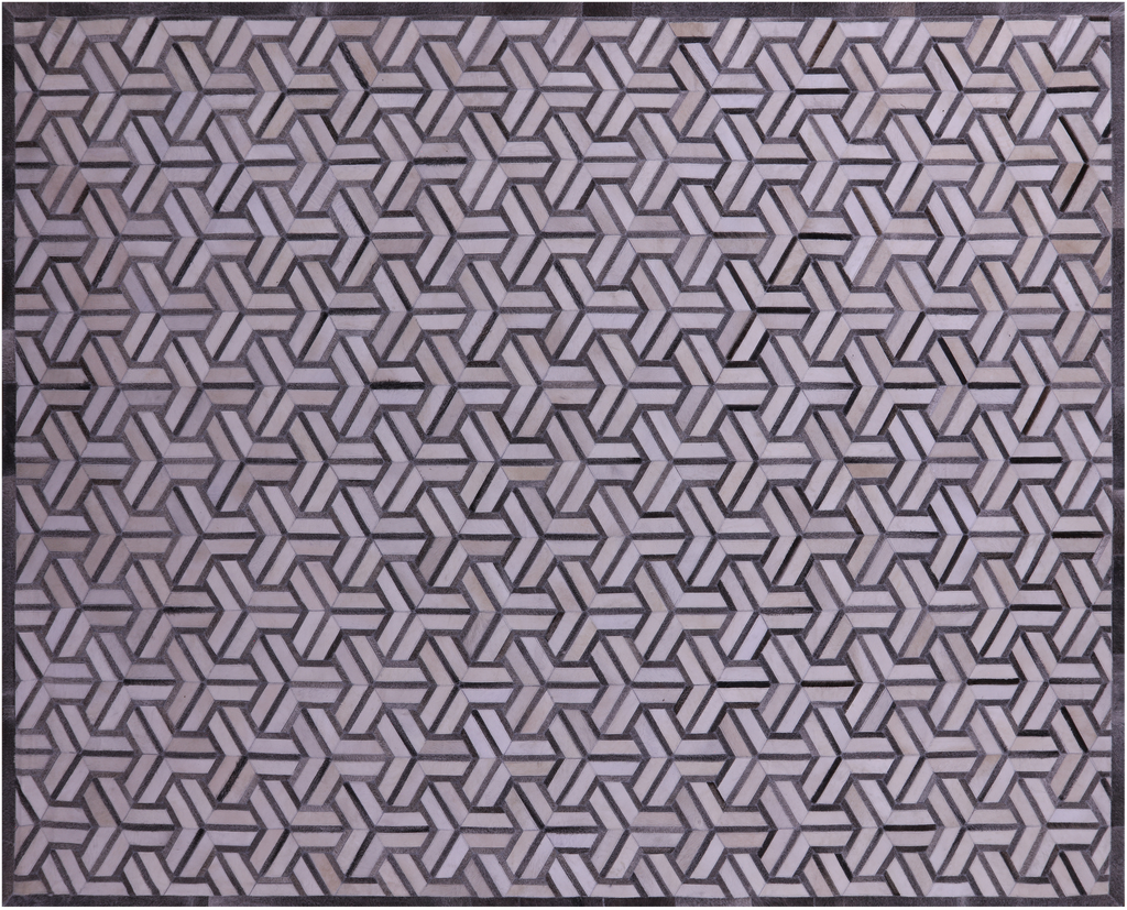 Grey & White Natural Cowhide Hand Stitched Rug - Manhattan Rugs