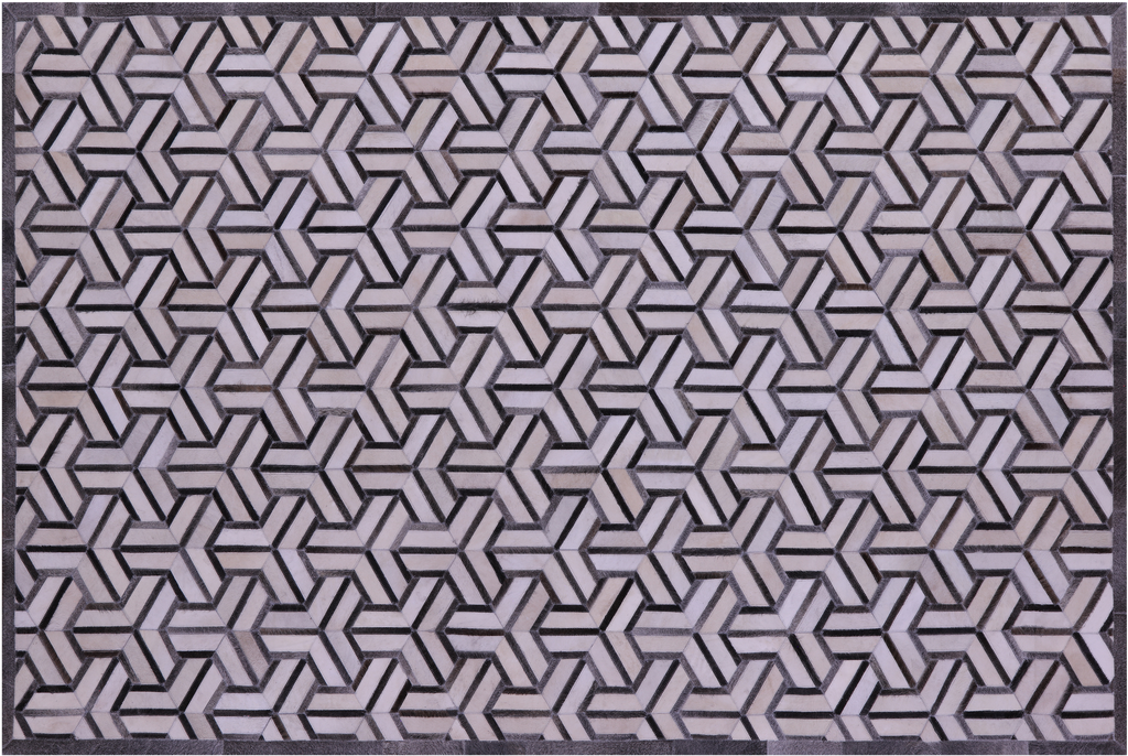 Grey & White Natural Cowhide Hand Stitched Rug - Manhattan Rugs