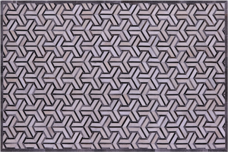 Grey & White Natural Cowhide Hand Stitched Rug - Manhattan Rugs