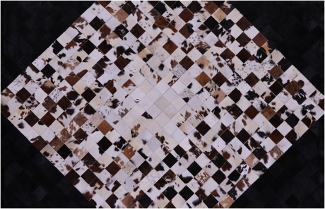 Brown & White & Black Natural Cowhide Hand Stitched Rug - Manhattan Rugs