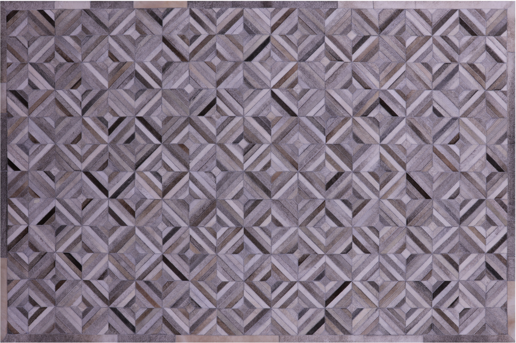 Grey & White Natural Cowhide Hand Stitched Rug - Manhattan Rugs