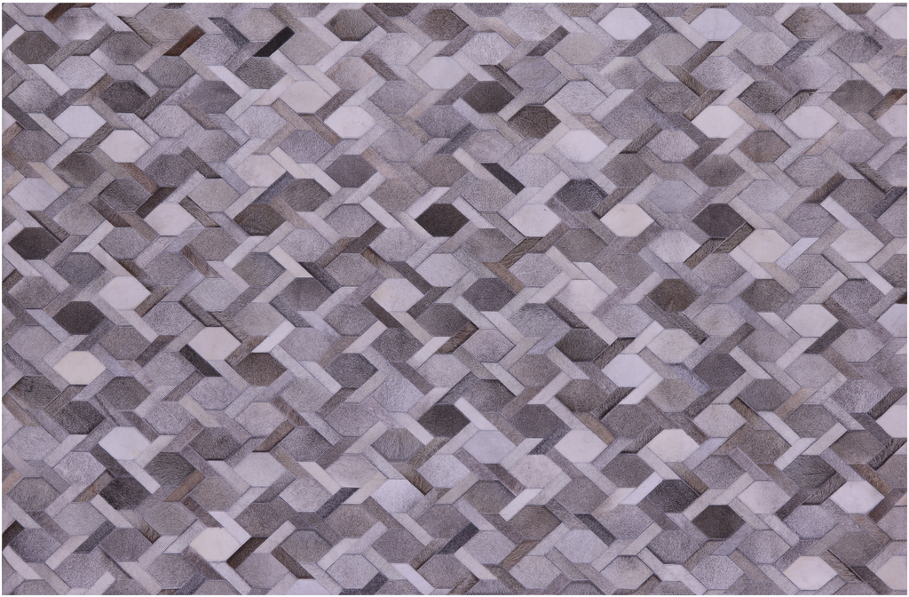 Grey & White Natural Cowhide Hand Stitched Rug - Manhattan Rugs