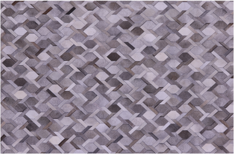 Grey & White Natural Cowhide Hand Stitched Rug - Manhattan Rugs
