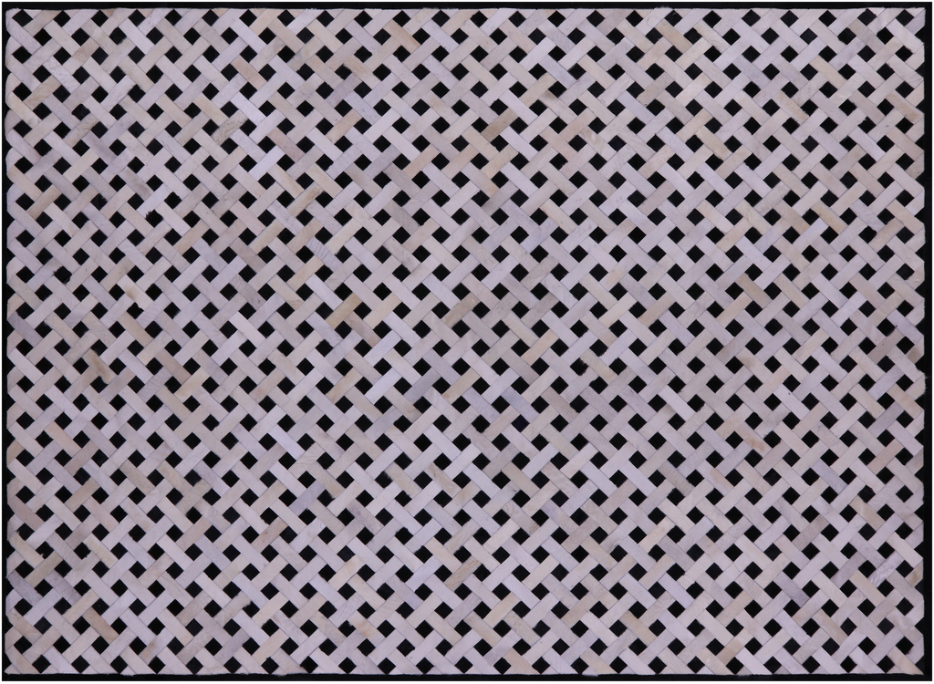 Black & White Natural Cowhide Hand Stitched Rug - Manhattan Rugs