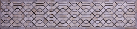Grey & White Natural Cowhide Hand Stitched Runner Rug - Manhattan Rugs