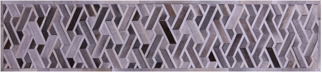 Grey Natural Cowhide Hand Stitched Runner Rug - Manhattan Rugs