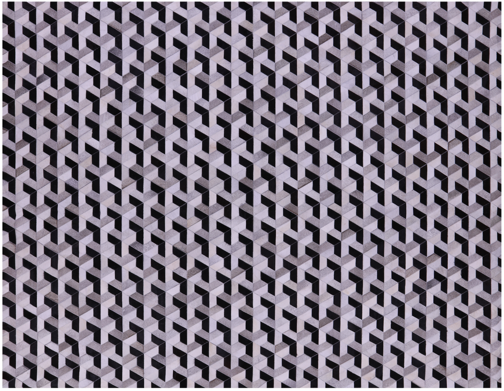 Black & White Natural Cowhide Hand Stitched Rug - Manhattan Rugs