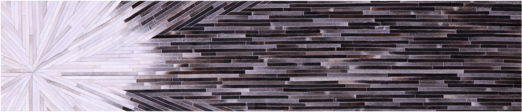 Brown & White Natural Cowhide Hand Stitched Runner Rug - Manhattan Rugs