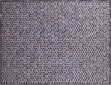 Grey & White Natural Cowhide Hand Stitched Rug - Manhattan Rugs