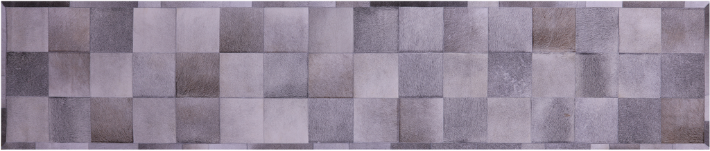 Grey Natural Cowhide Hand Stitched Runner Rug - Manhattan Rugs