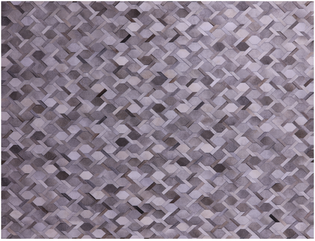 Grey & White Natural Cowhide Hand Stitched Rug - Manhattan Rugs