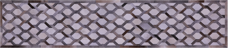 Grey & White Natural Cowhide Hand Stitched Runner Rug - Manhattan Rugs
