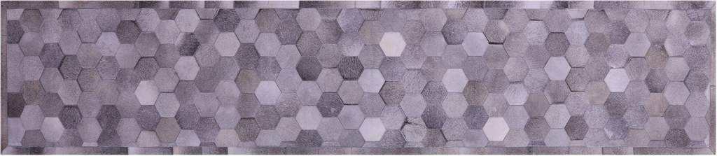 Grey Natural Cowhide Hand Stitched Runner Rug - Manhattan Rugs