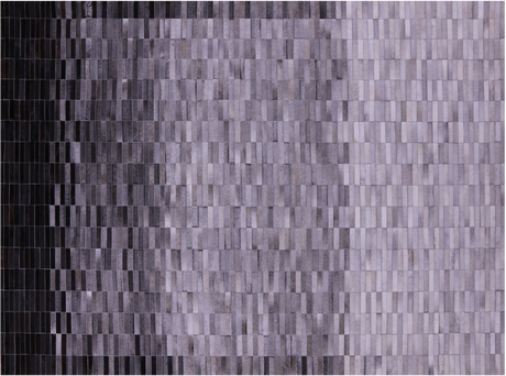 Grey & White Gradient Brickwork Natural Cowhide Hand Stitched Rug - Manhattan Rugs