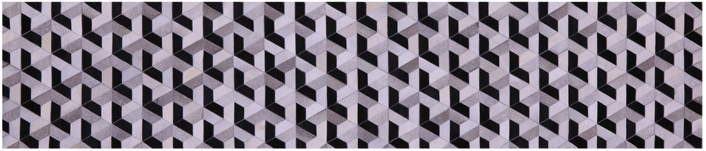 Black & White Natural Cowhide Hand Stitched Runner Rug - Manhattan Rugs