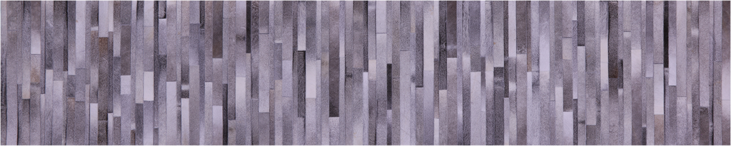 Grey Brickwork Natural Cowhide Hand Stitched Runner Rug - Manhattan Rugs