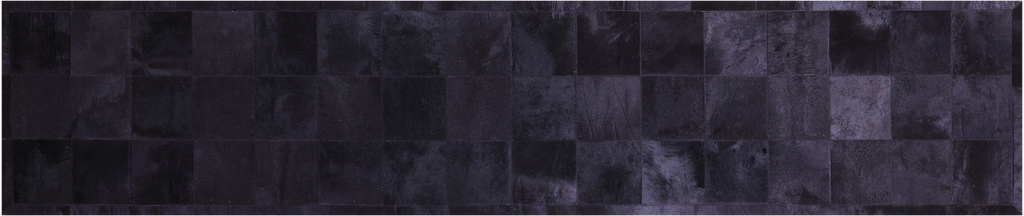 Black Natural Cowhide Hand Stitched Runner Rug - Manhattan Rugs