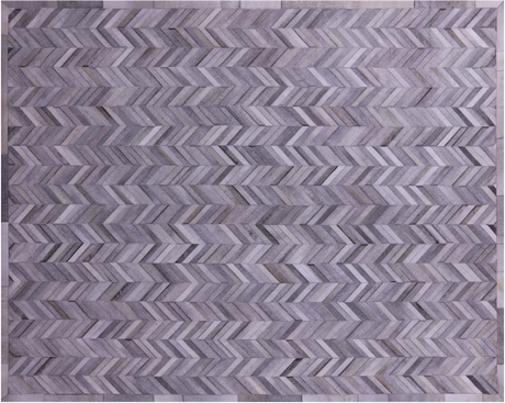 Grey Chevron Natural Cowhide Hand Stitched Rug - Manhattan Rugs