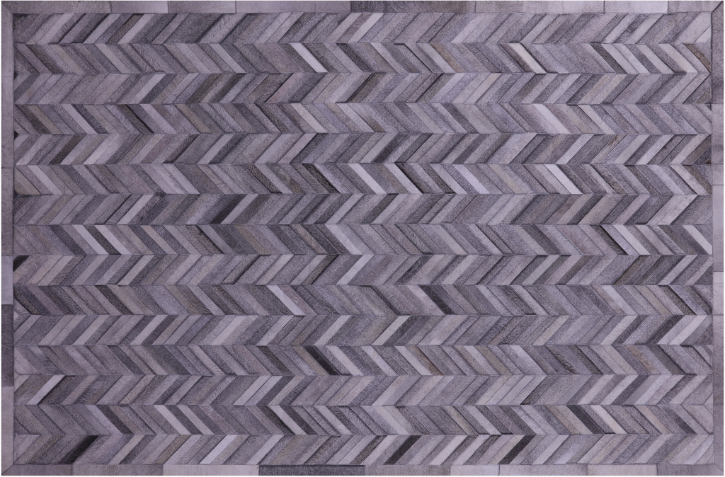 Grey Chevron Natural Cowhide Hand Stitched Rug - Manhattan Rugs