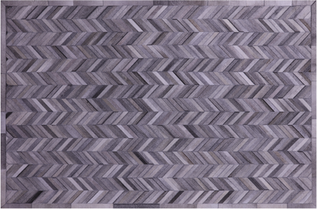 Grey Chevron Natural Cowhide Hand Stitched Rug - Manhattan Rugs