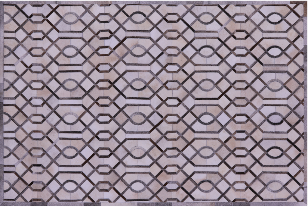 Grey & White Natural Cowhide Hand Stitched Rug - Manhattan Rugs