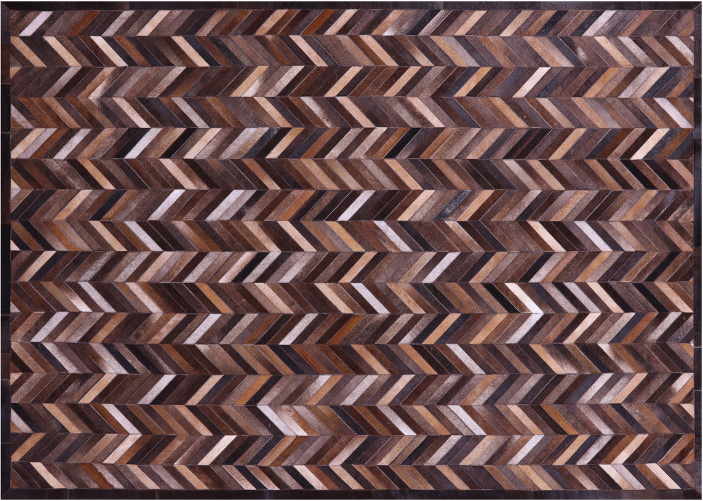 Brown Chevron Natural Cowhide Hand Stitched Rug - Manhattan Rugs