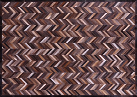 Brown Chevron Natural Cowhide Hand Stitched Rug - Manhattan Rugs