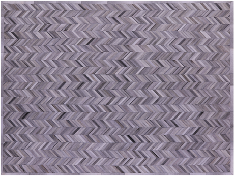 Grey Chevron Natural Cowhide Hand Stitched Rug - Manhattan Rugs
