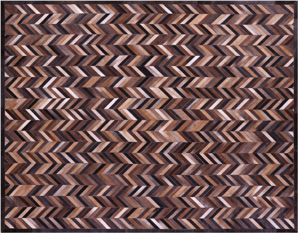 Brown Chevron Natural Cowhide Hand Stitched Rug - Manhattan Rugs