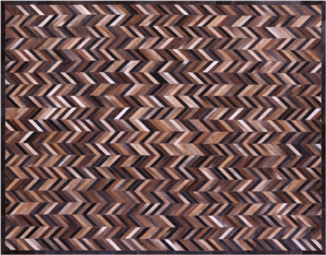 Brown Chevron Natural Cowhide Hand Stitched Rug - Manhattan Rugs