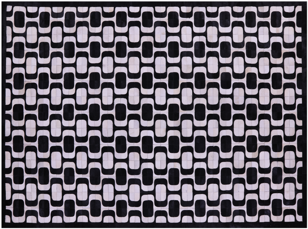 Black & White Natural Cowhide Hand Stitched Rug - Manhattan Rugs