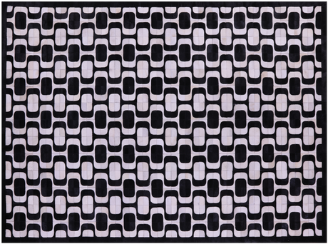 Black & White Natural Cowhide Hand Stitched Rug - Manhattan Rugs
