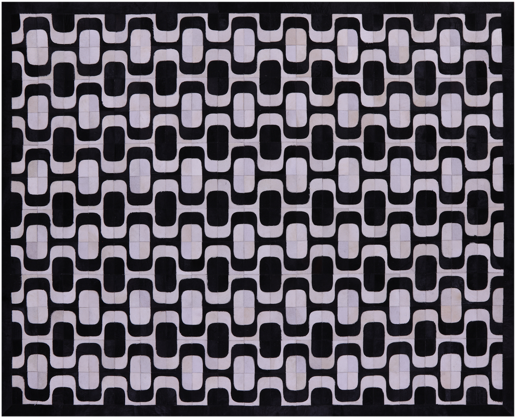 Black & White Natural Cowhide Hand Stitched Rug - Manhattan Rugs