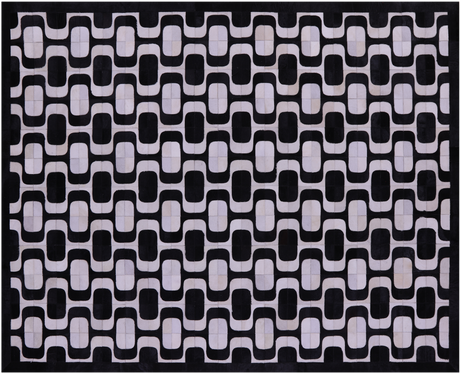 Black & White Natural Cowhide Hand Stitched Rug - Manhattan Rugs
